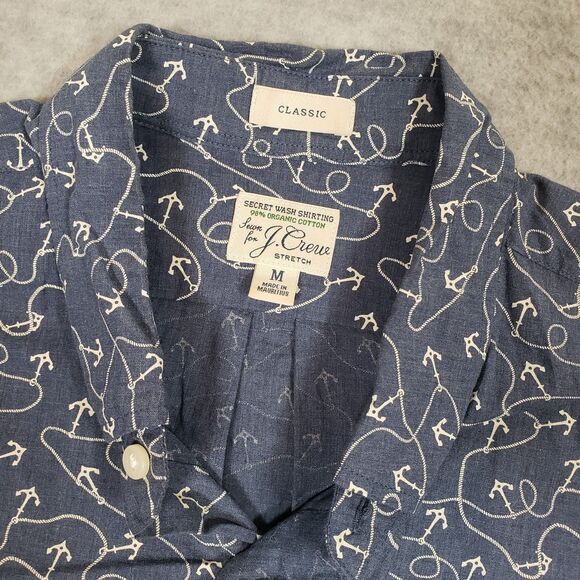 J.Crew Secret Wash Shirting Sailing Shirt Mens Medium Blue Organic Cotton - Picture 3 of 5